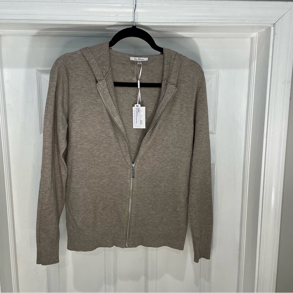 Yummy Taupe Knit Zip-Up Hoodie